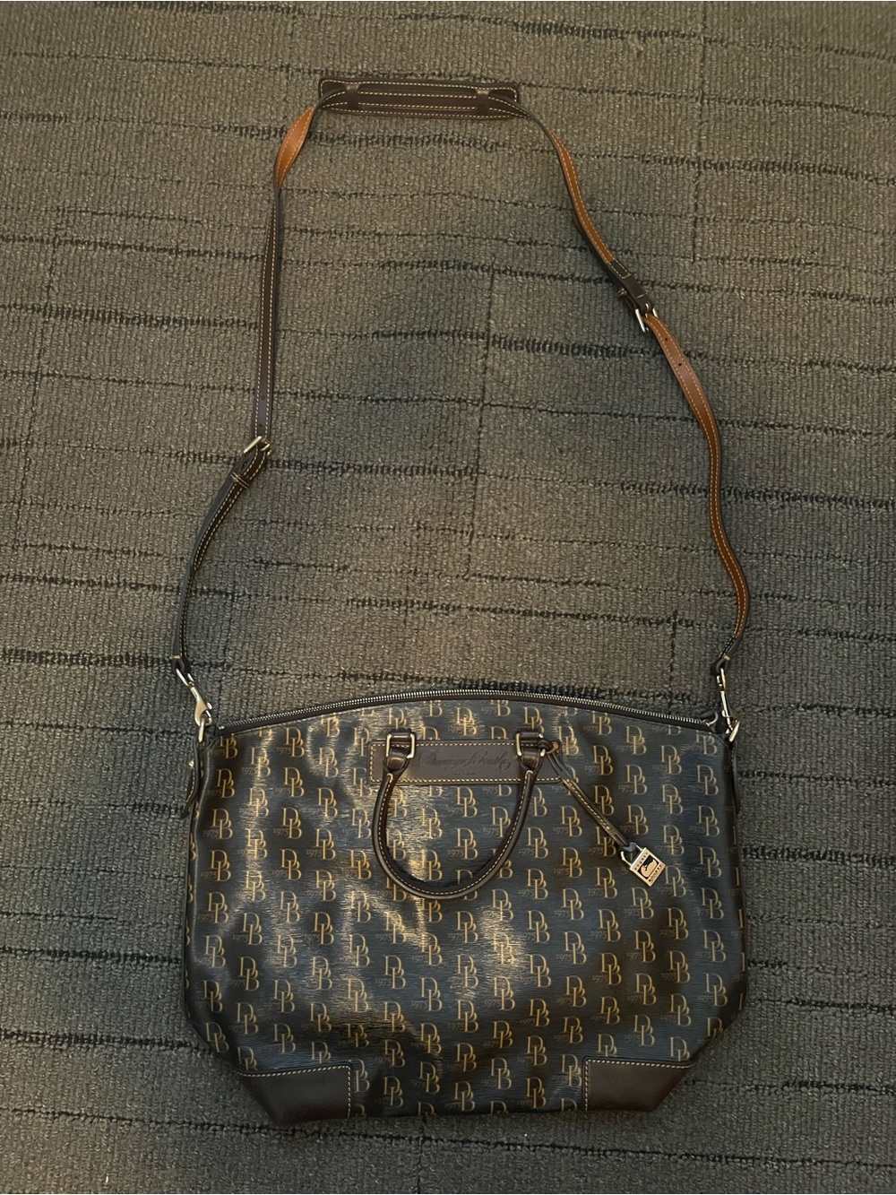 Classic leather Douney and bourke Monogram Satchel Shoulder Bag - Brown